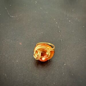 Handmade Gold Wire Wrapped Orange Stone Ring